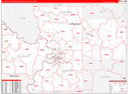 St. Joseph Metro Area Wall Map Red Line Style